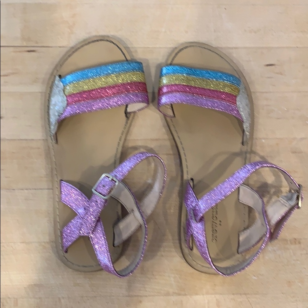 J Crew Rainbow and Cloud Glitter sandals